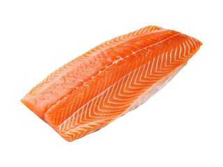 Raw salmon fillet with orange flesh and white fat lines fish seafood