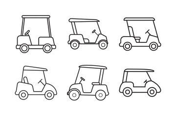 minimalist line drawing of golf cart set bundle