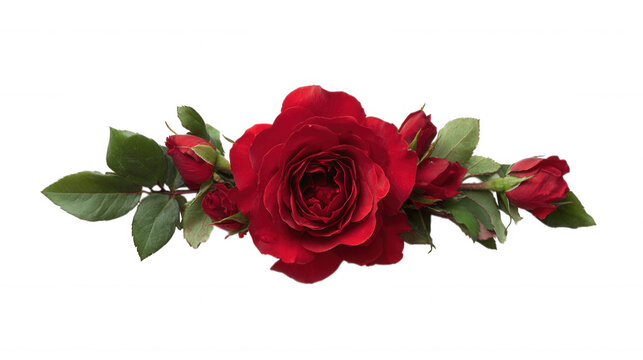 Red Rose Floral Frame Border Arrangements on transparent background