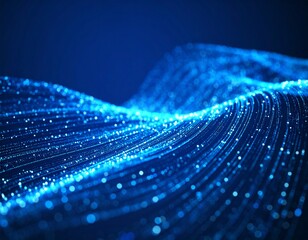 Obraz premium Abstrakcyjne, niebieskie tło z falującymi, brokatowymi liniami, falująca powierzchnia. Tło dla nowych technologii, komunikatcji