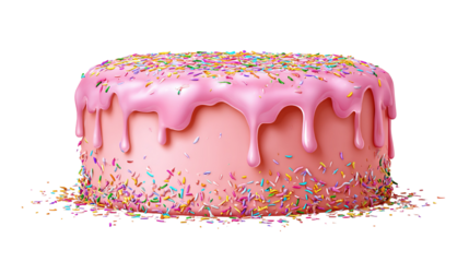 High angle view of cake with text against pink background