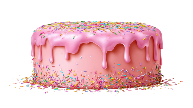 High angle view of cake with text against pink background - Powered by Adobe