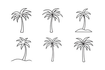 Obraz premium minimalist line drawing of tropical palm tree set bundle