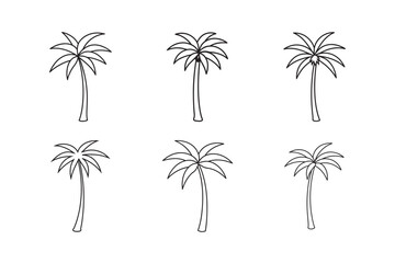 Fototapeta premium minimalist line drawing of tropical palm tree set bundle