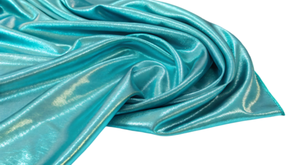 Shimmering teal fabric wave silk metallic