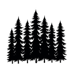 Obraz premium Dense pine forest with layered vertical lines Line Art Vector illustration