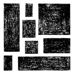 Set of Design Elements Hand-drawn Black Rectangles of Different Shapes Isolated on White Backdrop. Style of Children's Drawing.