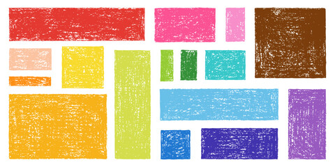 Set of Design Elements Hand-drawn Rectangles of Different Colors Isolated on White Backdrop. Style of Children's Drawing.