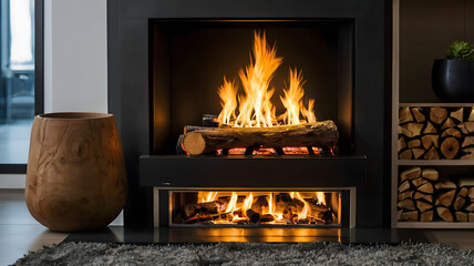 Obraz premium living room with fireplace