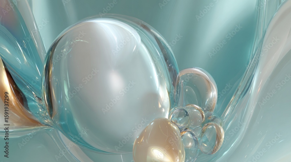 Poster intricate abstract design of translucent, liquid forms.