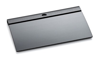 Gray metal rectangular plate, slightly beveled edges