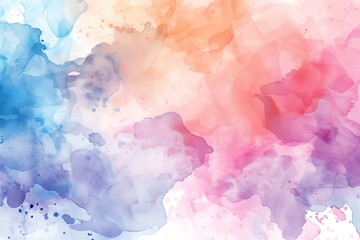 Soft watercolor splash abstract background in pastel tones, hand-painted texture, clean white space, suitable for branding or packaging.