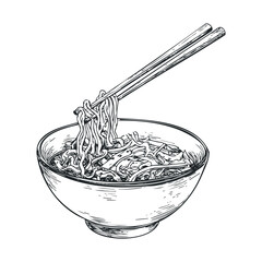 Delicious bowl of noodles with chopsticks for Asian cuisine lovers