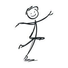 Fototapeta premium Cheerful stick figure dancing joyfully in simple animation