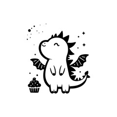 baby dragon with cupcake-shaped wings breathing glitter