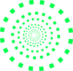Green square spiral illusion creates a mesmerizing vortex effect. Perfect for backgrounds, posters, science visuals, and abstract modern design projects.