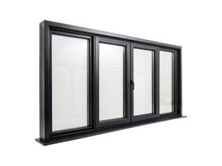 Dark grey contemporary sliding window with multiple glass panes black