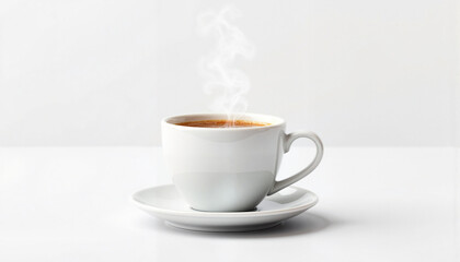 Fototapeta premium Hot cup of coffee with steam on a white background representing food isolate 