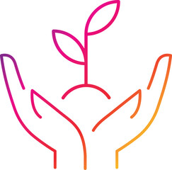 Plant, sprout in a hand icon. Line, glyph and filled outline colorful version, Hand holding plant outline and filled vector sign. Symbol, logo illustration.