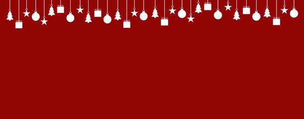 Breiter Banner rot mit Weihnachtsdeko