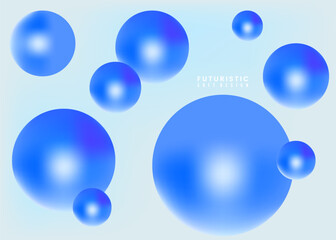 Futuristic soft design featuring glowing blue bubbles on a light pastel gradient background. The spheres create a dreamy, modern atmosphere, perfect for digital, tech, or abstract-themed visuals.
