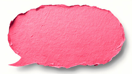 Pink blank cut out cardboard paper speech bubble with round rounded corners rough edges, copy space for text on transparent png background design element. cardboard edge. Illustration