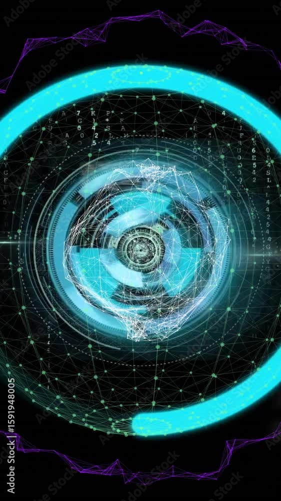 Aufkleber animation of digital data processing over black background