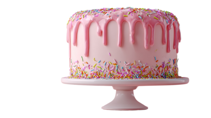 High angle view of cake with text against pink background