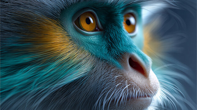 Faszinierendes Portr&auml;t eines Affen mit intensiven Augen und detaillierter Fellstruktur