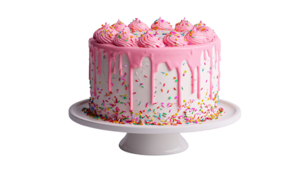 High angle view of cake with text against pink background
