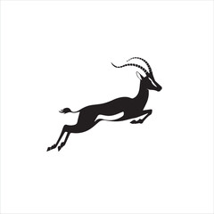 Obraz premium Graceful black silhouette of a gazelle leaping across a white background