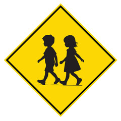 school zone children crossing sign &ndash; yellow diamond usa traffic safety vector