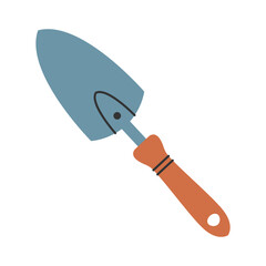 Garden trowel. Small gardening tool for planting, compost handling and digging soil. Vector illustration.