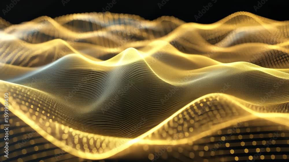 Poster immerse yourself in a captivating display of golden waves, showcasing fluid movement and dynamic pat