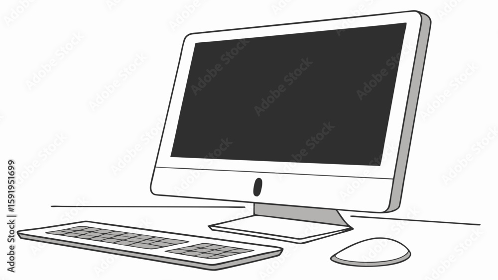 Poster vector sleek desktop computer with blank screen and minimalist design evokes modern workspace