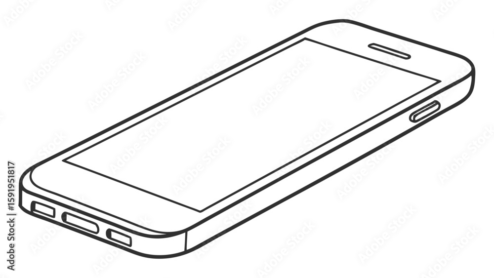 Aufkleber vector simple line drawing depicts white screen smartphone with sleek design and minimal features
