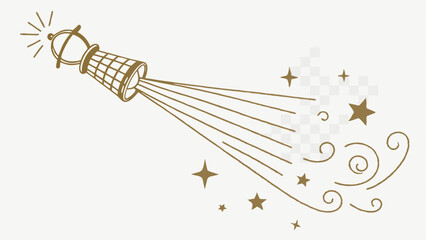 Vector Whimsical light beam with sparkling stars and swirling dust creates magical atmosphere