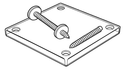 Vector Square piece of glass with screws attached, showcasing simple design and functionality