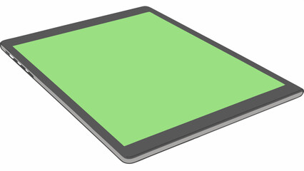Vector Sleek grey black tablet computer with blank green screen, perfect for digital tasks and creativity