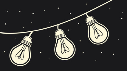 Vector Softly glowing light bulbs hang against transparency background, creating warm ambiance