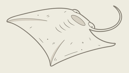 Vector Simple manta ray with smooth, flowing shape and minimal detail, evoking sense