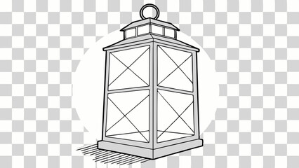 Vector Decorative lantern with classic design, featuring rectangular shape and handle on top