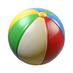 Colorful 3D Inflatable Beach Ball Isolated on Transparent Background