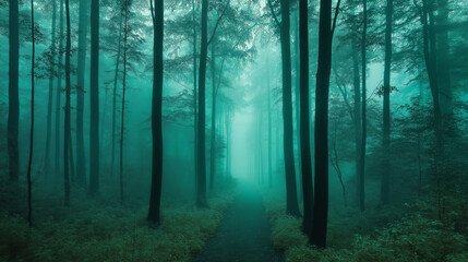 entrance to the evening autumn forest exciting nature no one around the mysterious atmosphere 