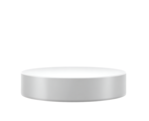 White round podium or pedestal. Vector illustration with a clipping path. Realistic white stand for product presentation in an ecommerce store mockup design.