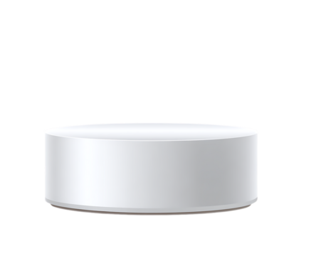 White round podium or pedestal. Vector illustration with a clipping path. Realistic white stand for product presentation in an ecommerce store mockup design.