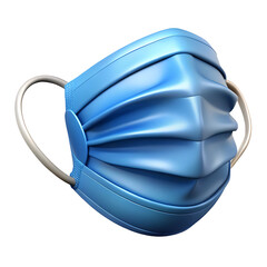 3D Blue Surgical Face Mask Icon on Transparent Background