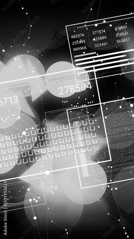 Aufkleber animation of data processing over shapes and white spots