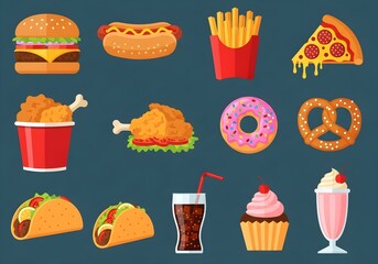 Fast Food Icons Set