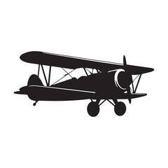 Biplane flying silhouette vector illustration design on white background